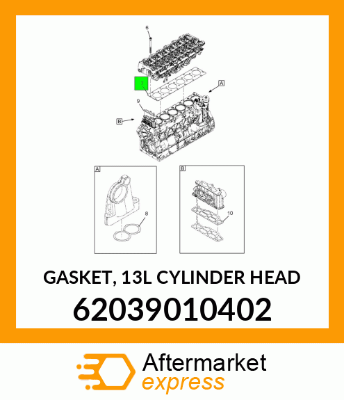 GASKET, 13L CYLINDER HEAD 62039010402