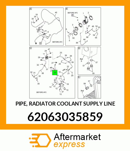 PIPE, RADIATOR COOLANT SUPPLY LINE 62063035859