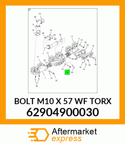 BOLT M10 X 57 WF TORX 62904900030