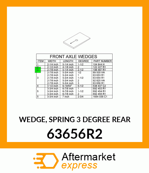WEDGE, SPRING 3 DEGREE REAR 63656R2