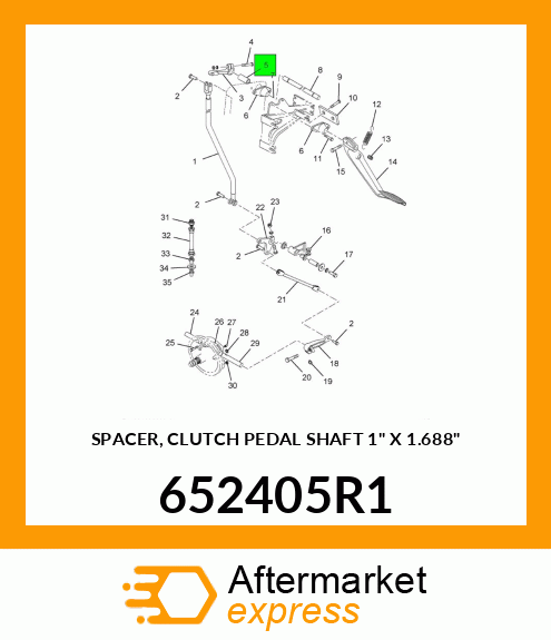 SPACER, CLUTCH PEDAL SHAFT 1" X 1.688" 652405R1