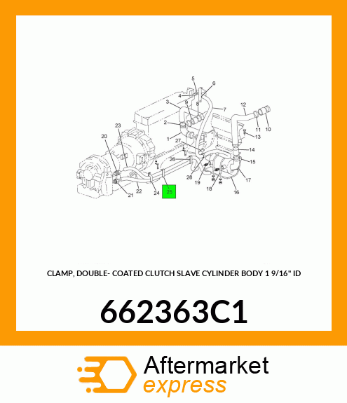 CLAMP, DOUBLE- COATED CLUTCH SLAVE CYLINDER BODY 1 9/16" ID 662363C1