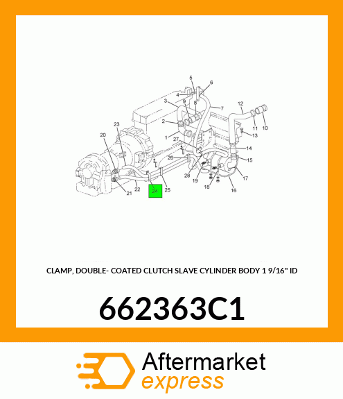 CLAMP, DOUBLE- COATED CLUTCH SLAVE CYLINDER BODY 1 9/16" ID 662363C1