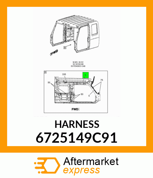 HARNESS , ROOF WIRING,W/DAYCAB W/CAB MOUNTED 6725149C91