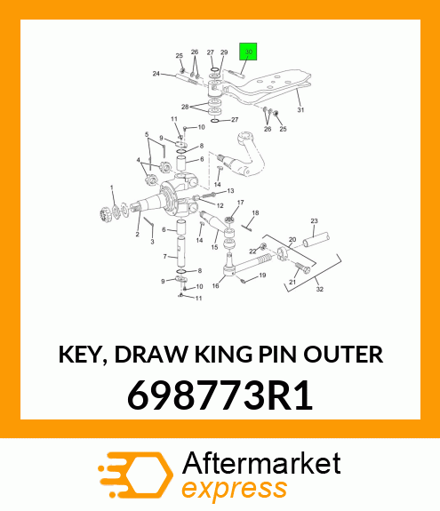 KEY, DRAW KING PIN OUTER 698773R1