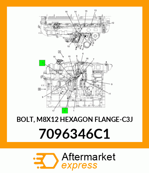 BOLT, M8X12 HEXAGON FLANGE-C3J 7096346C1