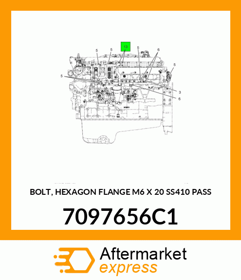 BOLT, HEXAGON FLANGE M6 X 20 SS410 PASS 7097656C1