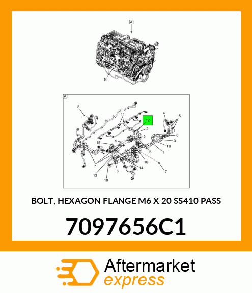 BOLT, HEXAGON FLANGE M6 X 20 SS410 PASS 7097656C1