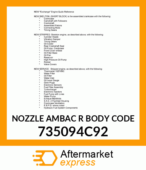 NOZZLE AMBAC R BODY CODE 735094C92