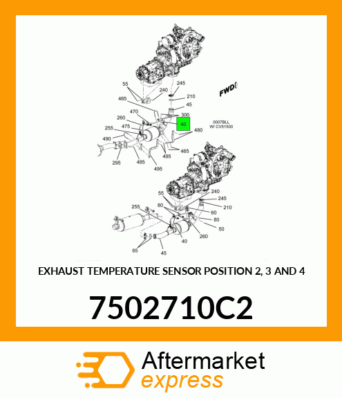 EXHAUST TEMPERATURE SENSOR POSITION 2, 3 AND 4 7502710C2