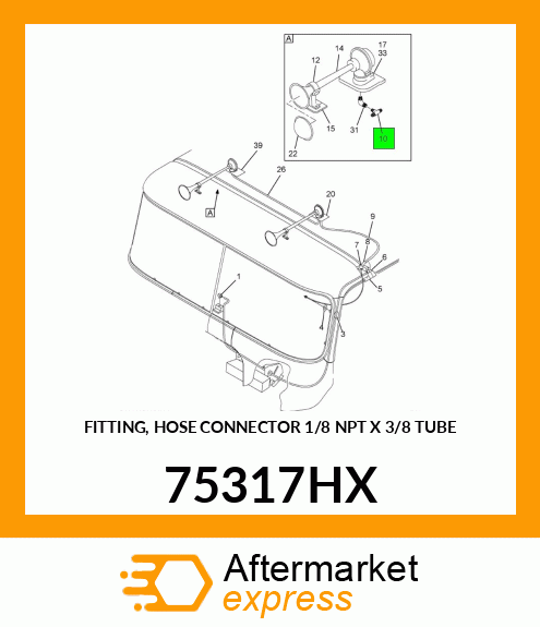 FITTING, HOSE CONNECTOR 1/8" NPT X 3/8" TUBE 75317HX