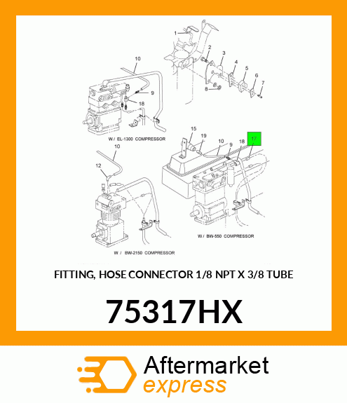 FITTING, HOSE CONNECTOR 1/8" NPT X 3/8" TUBE 75317HX