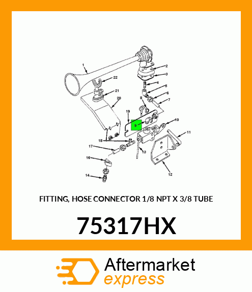 FITTING, HOSE CONNECTOR 1/8" NPT X 3/8" TUBE 75317HX