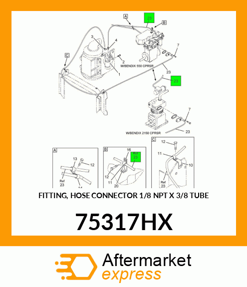 FITTING, HOSE CONNECTOR 1/8" NPT X 3/8" TUBE 75317HX