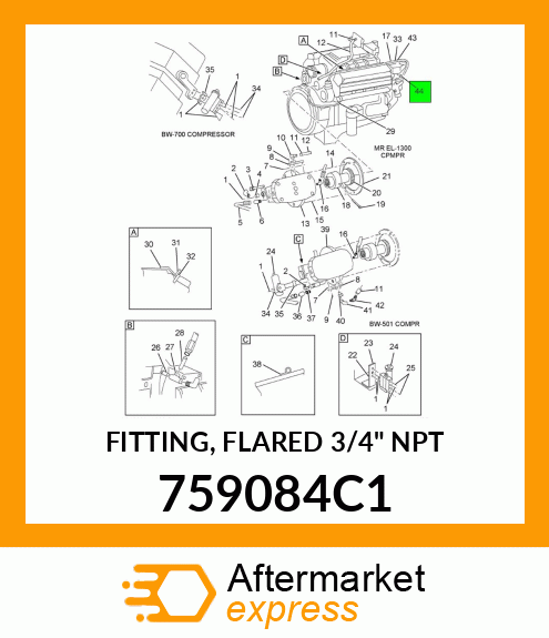 FITTING, FLARED 3/4" NPT 759084C1