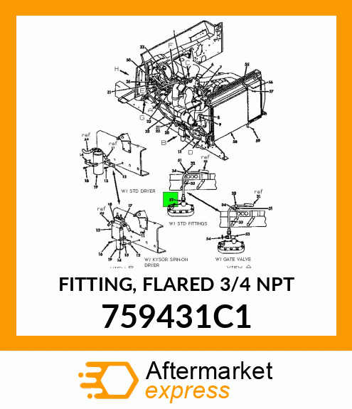 FITTING, FLARED 3/4" NPT 759431C1