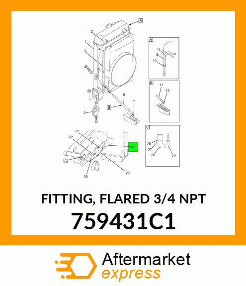 FITTING, FLARED 3/4" NPT 759431C1