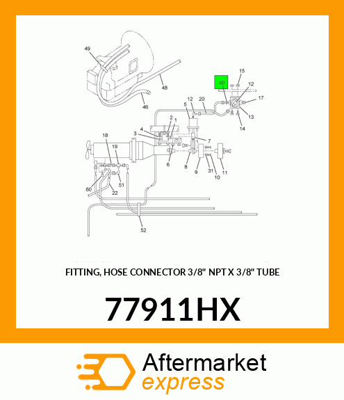 FITTING, HOSE CONNECTOR 3/8" NPT X 3/8" TUBE 77911HX