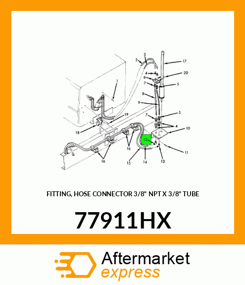 FITTING, HOSE CONNECTOR 3/8" NPT X 3/8" TUBE 77911HX