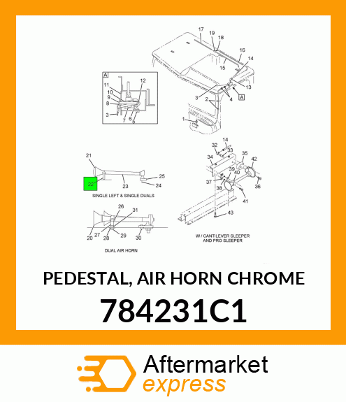 PEDESTAL, AIR HORN CHROME 784231C1