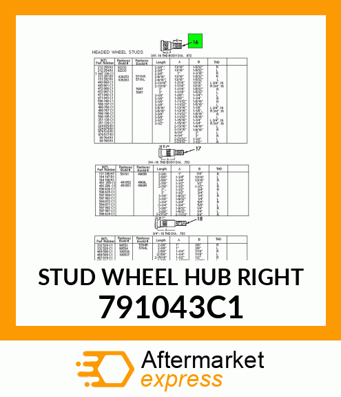 STUD WHEEL HUB RIGHT 791043C1