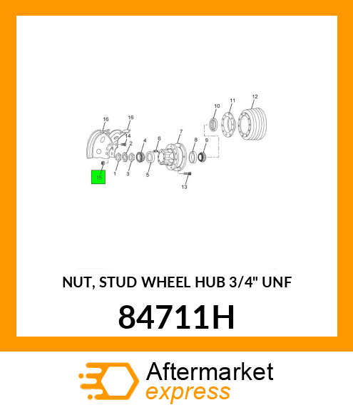 NUT, STUD WHEEL HUB 3/4" UNF 84711H