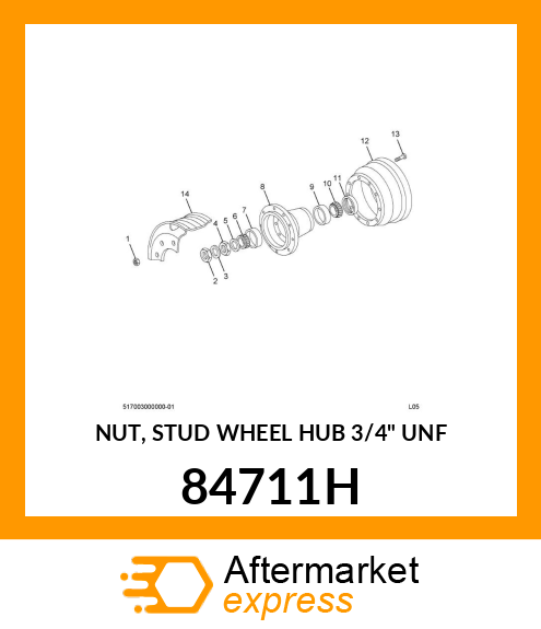 NUT, STUD WHEEL HUB 3/4" UNF 84711H