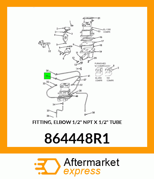 FITTING, ELBOW 1/2" NPT X 1/2" TUBE 864448R1