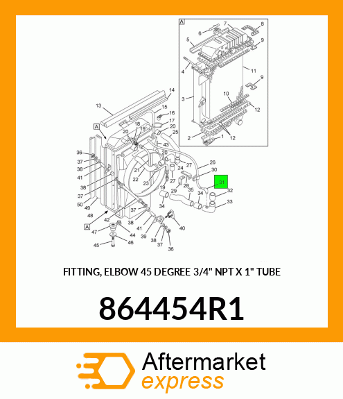 FITTING, ELBOW 45 DEGREE 3/4" NPT X 1" TUBE 864454R1