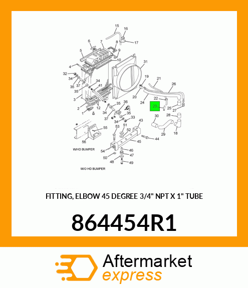 FITTING, ELBOW 45 DEGREE 3/4" NPT X 1" TUBE 864454R1