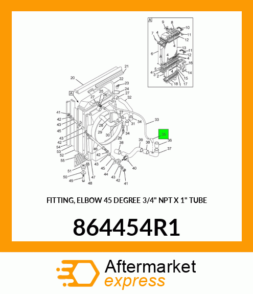 FITTING, ELBOW 45 DEGREE 3/4" NPT X 1" TUBE 864454R1