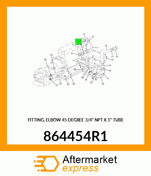 FITTING, ELBOW 45 DEGREE 3/4" NPT X 1" TUBE 864454R1