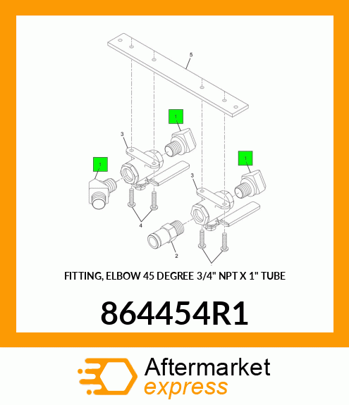 FITTING, ELBOW 45 DEGREE 3/4" NPT X 1" TUBE 864454R1