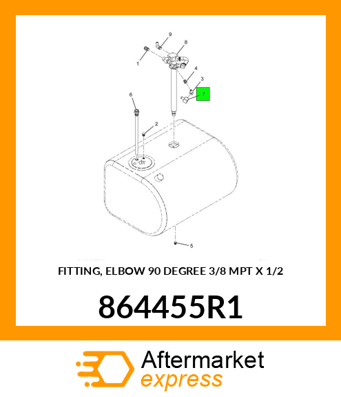 FITTING, ELBOW 90 DEGREE 3/8" MPT X 1/2" 864455R1