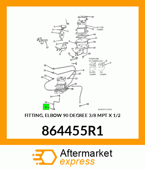 FITTING, ELBOW 90 DEGREE 3/8" MPT X 1/2" 864455R1