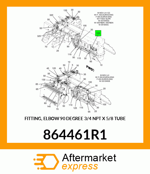 FITTING, ELBOW 90 DEGREE 3/4" NPT X 5/8" TUBE 864461R1