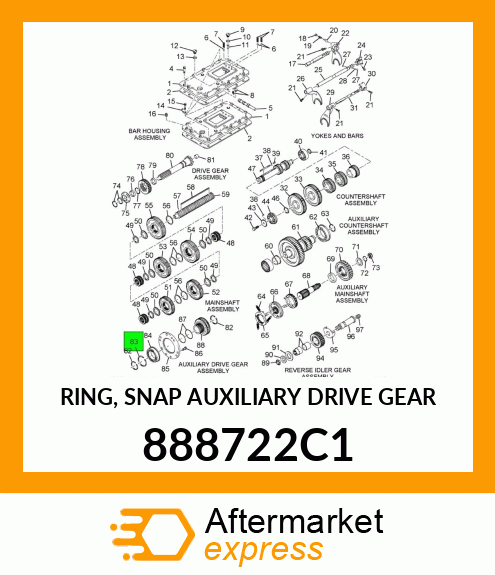 RING, SNAP AUXILIARY DRIVE GEAR 888722C1