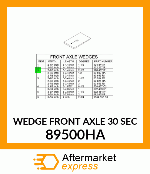 WEDGE FRONT AXLE 30 SEC 89500HA