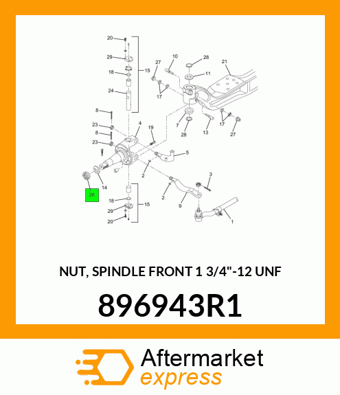 NUT, SPINDLE FRONT 1 3/4"-12 UNF 896943R1