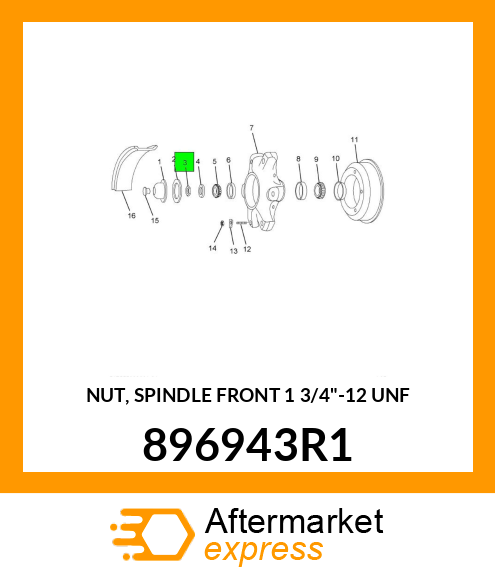 NUT, SPINDLE FRONT 1 3/4"-12 UNF 896943R1