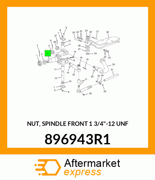 NUT, SPINDLE FRONT 1 3/4"-12 UNF 896943R1