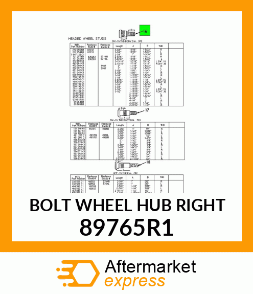 BOLT WHEEL HUB RIGHT 89765R1