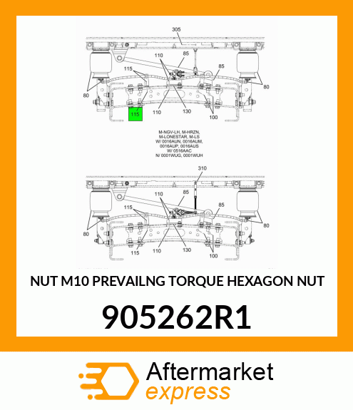 NUT M10 PREVAILNG TORQUE HEXAGON NUT 905262R1