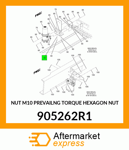 NUT M10 PREVAILNG TORQUE HEXAGON NUT 905262R1