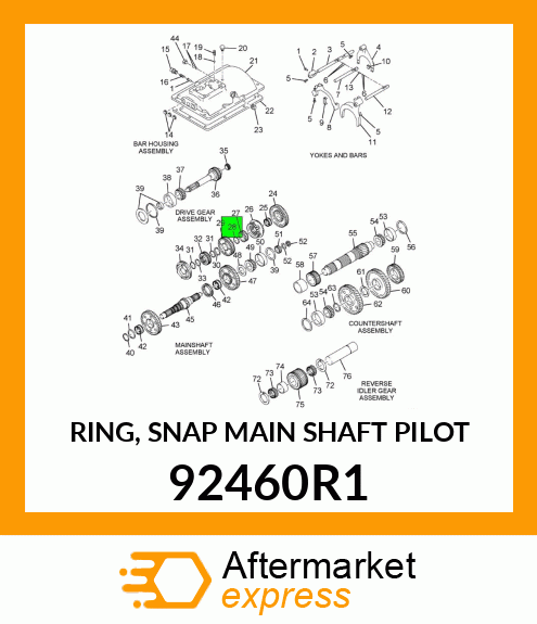 RING, SNAP MAIN SHAFT PILOT 92460R1