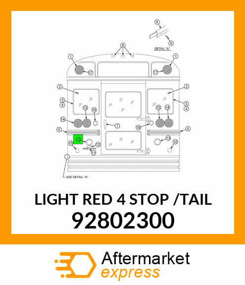 LIGHT RED 4" STOP /TAIL 92802300