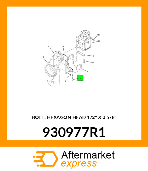 BOLT, HEXAGON HEAD 1/2" X 2 5/8" 930977R1