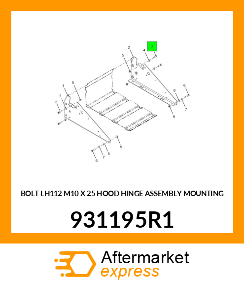 BOLT LH112 M10 X 25 HOOD HINGE ASSEMBLY MOUNTING 931195R1