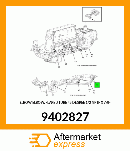 ELBOW ELBOW, FLARED TUBE 45 DEGREE 1/2 NPTF X 7/8- 9402827