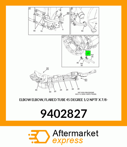 ELBOW ELBOW, FLARED TUBE 45 DEGREE 1/2 NPTF X 7/8- 9402827